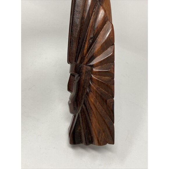 Hand Carved Tribal Tiki Face Bust Statue BRAZIL South America Heavy Wood Vintage - Picture 15 of 16